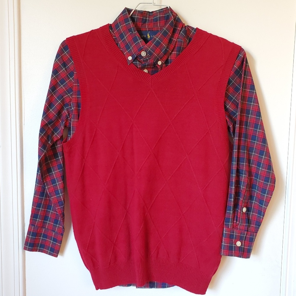 2 Piece Set Vest with Button Down Shirt Boy Size 8